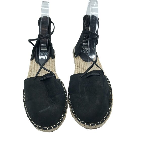 Eileen Fisher Womens Black Lace Leather Suede Espadrille Sandals Size 6 - Picture 2 of 6